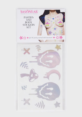 Face Melt Holographic Body Stickers Set