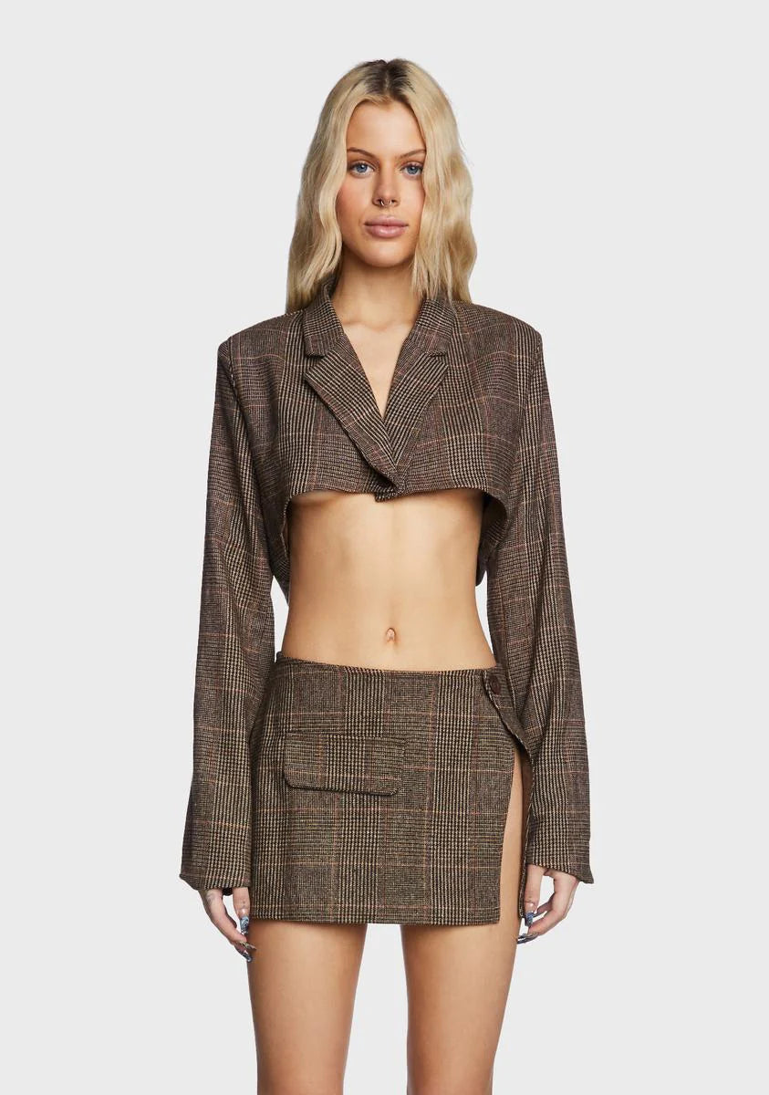 Plaid Cropped Blazer