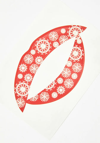 Red Snowflake Lip Applique