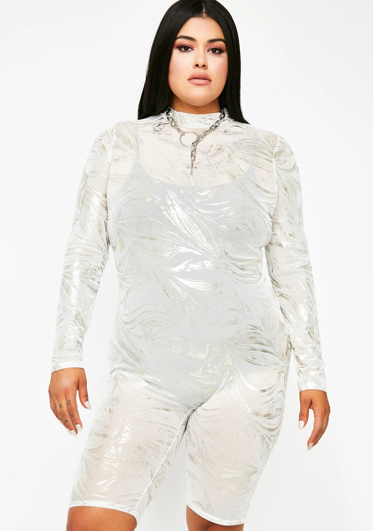 Lightening Silver Blaze Metallic Catsuit