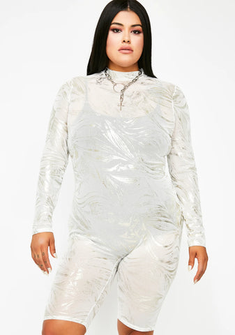 Lightening Silver Blaze Metallic Catsuit
