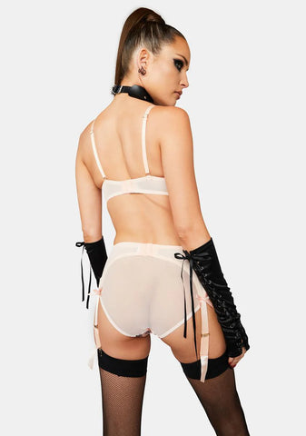 X Bettie Page Peach Classic Suspender Belt