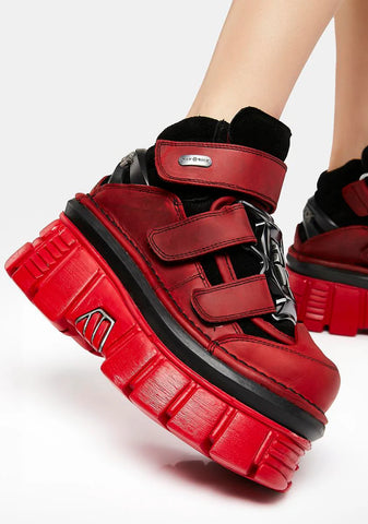 Red Leather M-285-C60 Ankle Boots