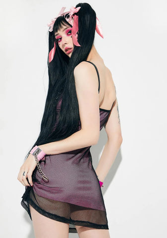 Double Dare Ya Mesh Patched Mini Dress