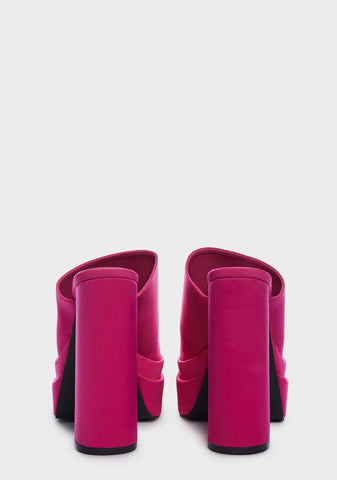 Wide Fit Pink Sky High Platform Mules