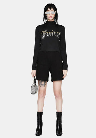 Rhinestone Juicy Logo Long Sleeve Top