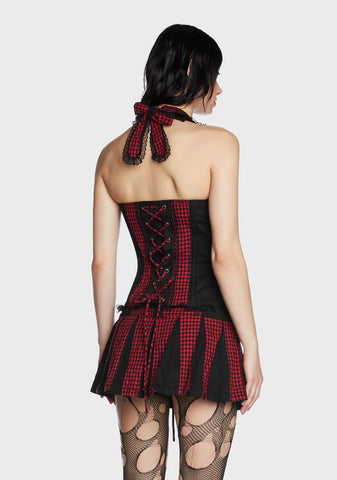 Black And Red Bo Peep Halter Corset