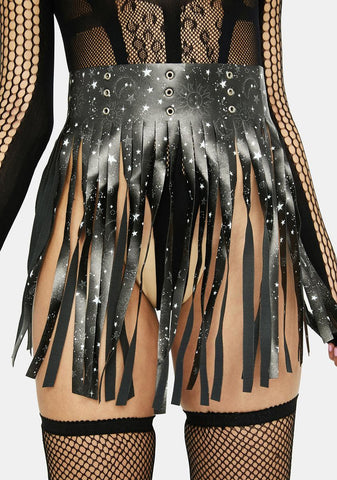 Cosmic Fringe Belt Skirt