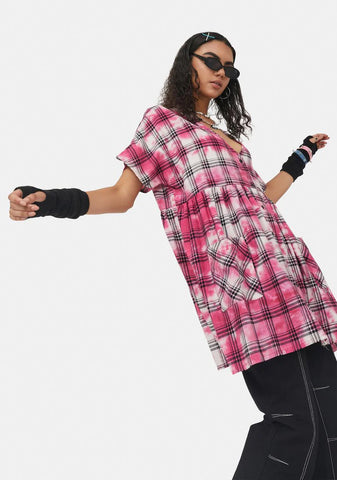 Young Hearts Washed Plaid Dress