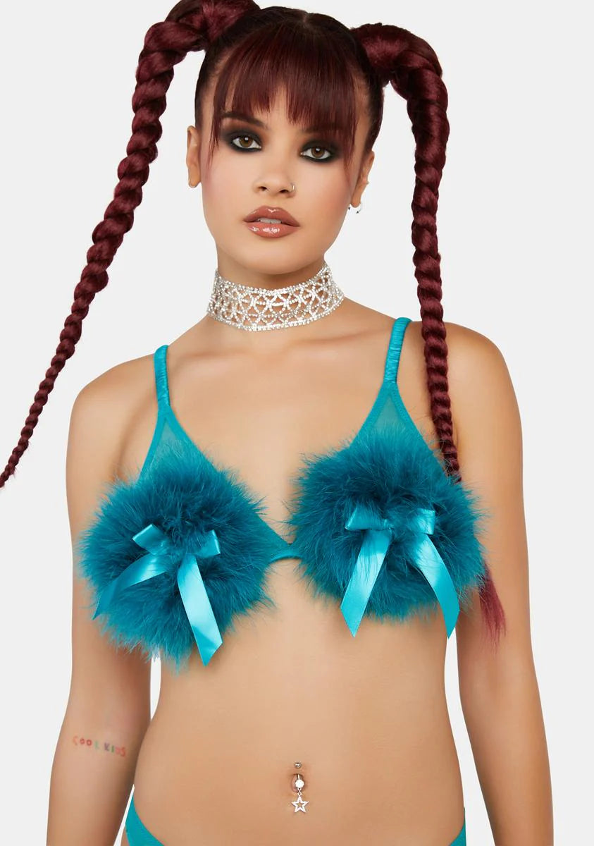 x Bettie Page Teal Powder Puff Triangle Bra