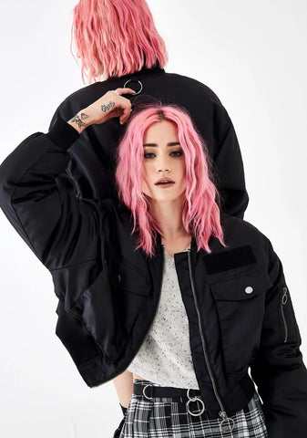 Think Fast Cropped Bomber