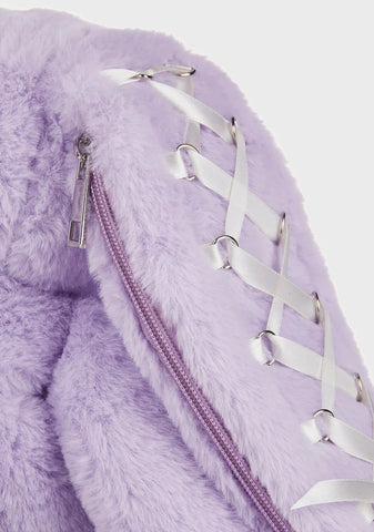 Lavender Cuddly Bunny Plush Backpack