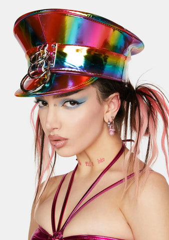 Rainbow Layered O-Ring Captain Hat