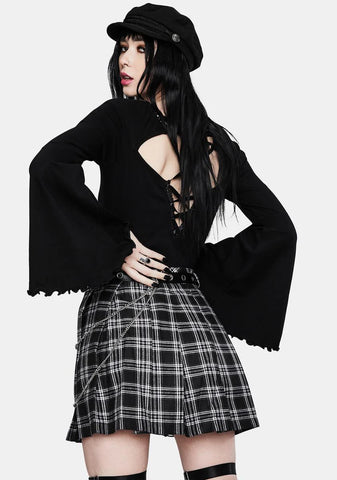 Plaid Distressed Mini Skirt