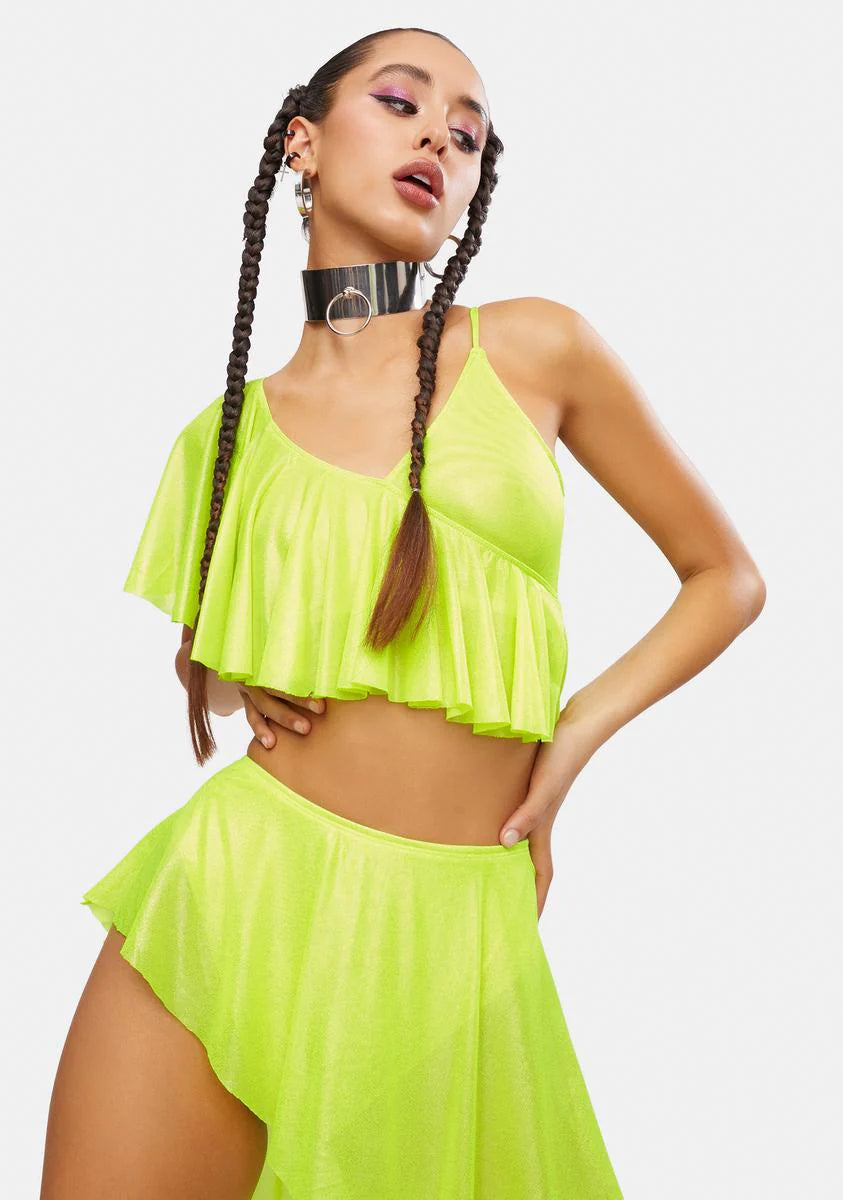 Electric Chapel Mesh Ruffle Top