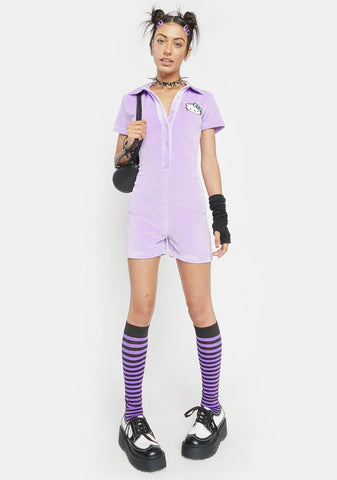 Hello Kitty Lilac Velour Romper