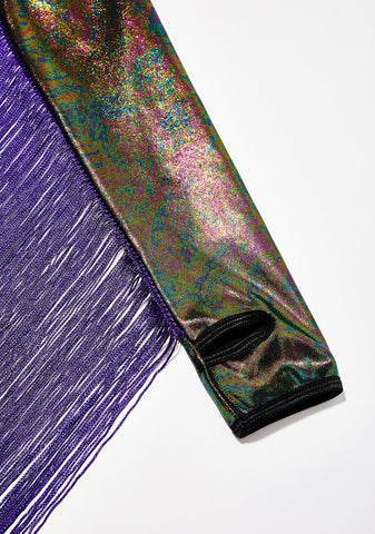 Oil Slick Goddess Fringe Gloves