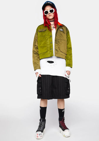 Olive Flight Crop Jacket