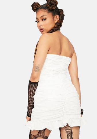 Ivory Be Unique Strapless Ruched Mini Dress