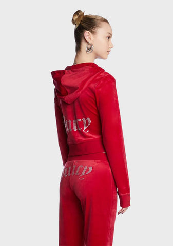 Coco Red OG Big Bling Velour Hoodie