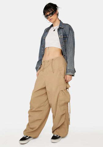 Khaki Silky Wind Pants