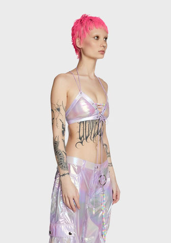 Ace Of Bass Lace-Up Bra Top - Lavender