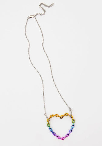 Light Up My Love Rainbow Heart Necklace