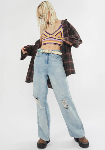 Ripped Knee Puddle Jeans