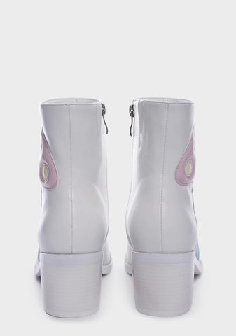 White Shroom Ankle Boots