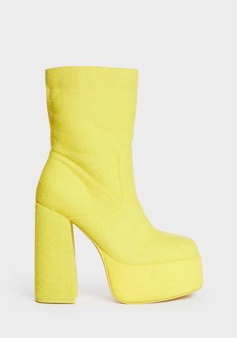 x Teletubbies Yellow Platform Boots