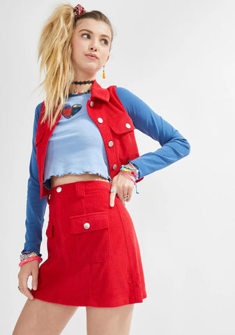 Spill It All Corduroy Mini Skirt