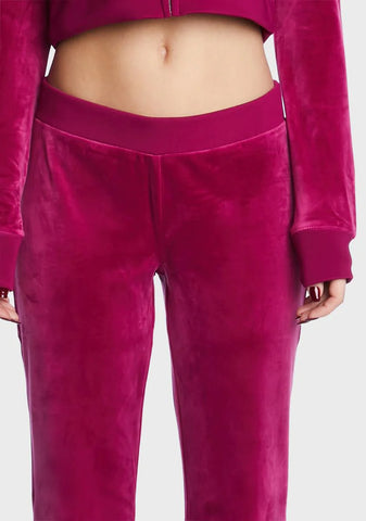 Raspberry Glaze Big Bling Velour Track Pants