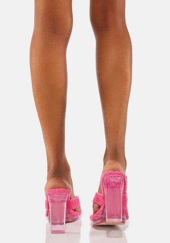 Pink Fyza Faux Fur Heels