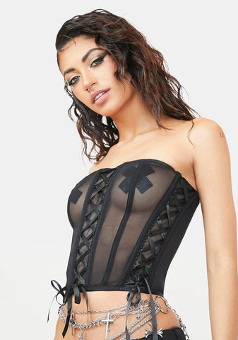 Think Of Me Sheer Corset Top