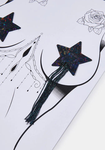 Black Glitter Star Pasties With Tassel