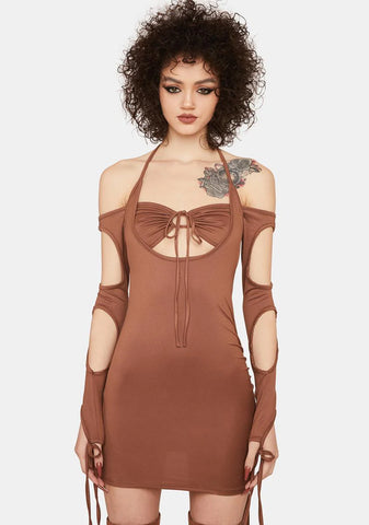 Mocha Hurry Back Soon Mini Dress