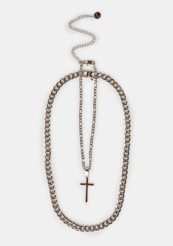 Essential Cross Dual Chain Necklace