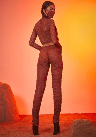 Luxury Vibes Checker Ruched Leggings