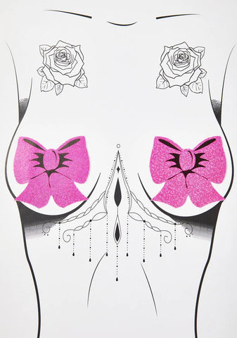 Pink Glitter Bow Pasties