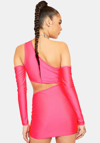Bubblegum Bring It Up Satin Cutout Dress