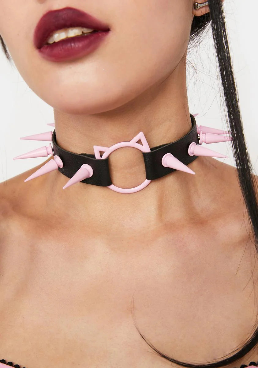 Unfriendly Feline Spiked Choker