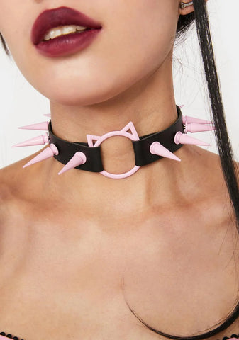 Unfriendly Feline Spiked Choker