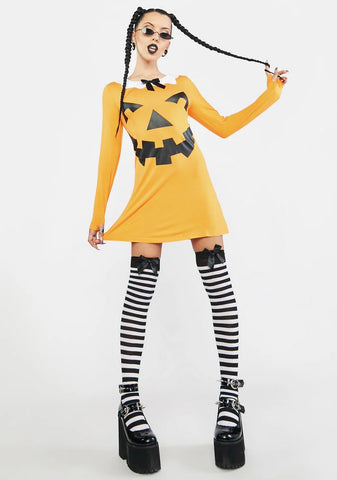 Carve A Smile Pumpkin Mini Dress