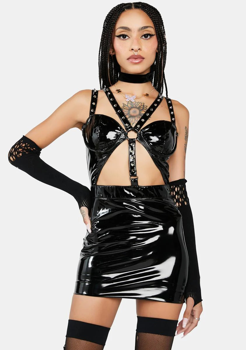 Onyx Prove Me Wrong Vinyl Mini Dress
