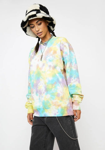 Aqua Multi Tie Dye Crewneck Sweatshirt