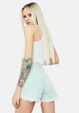 Against The Wall Studded Denim Shorts