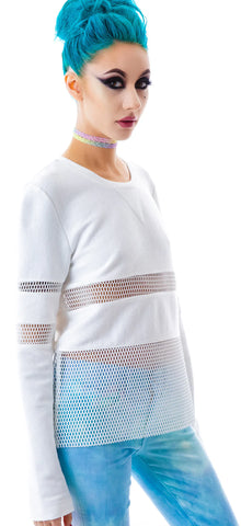 Nothing To Hide Mesh Top - White