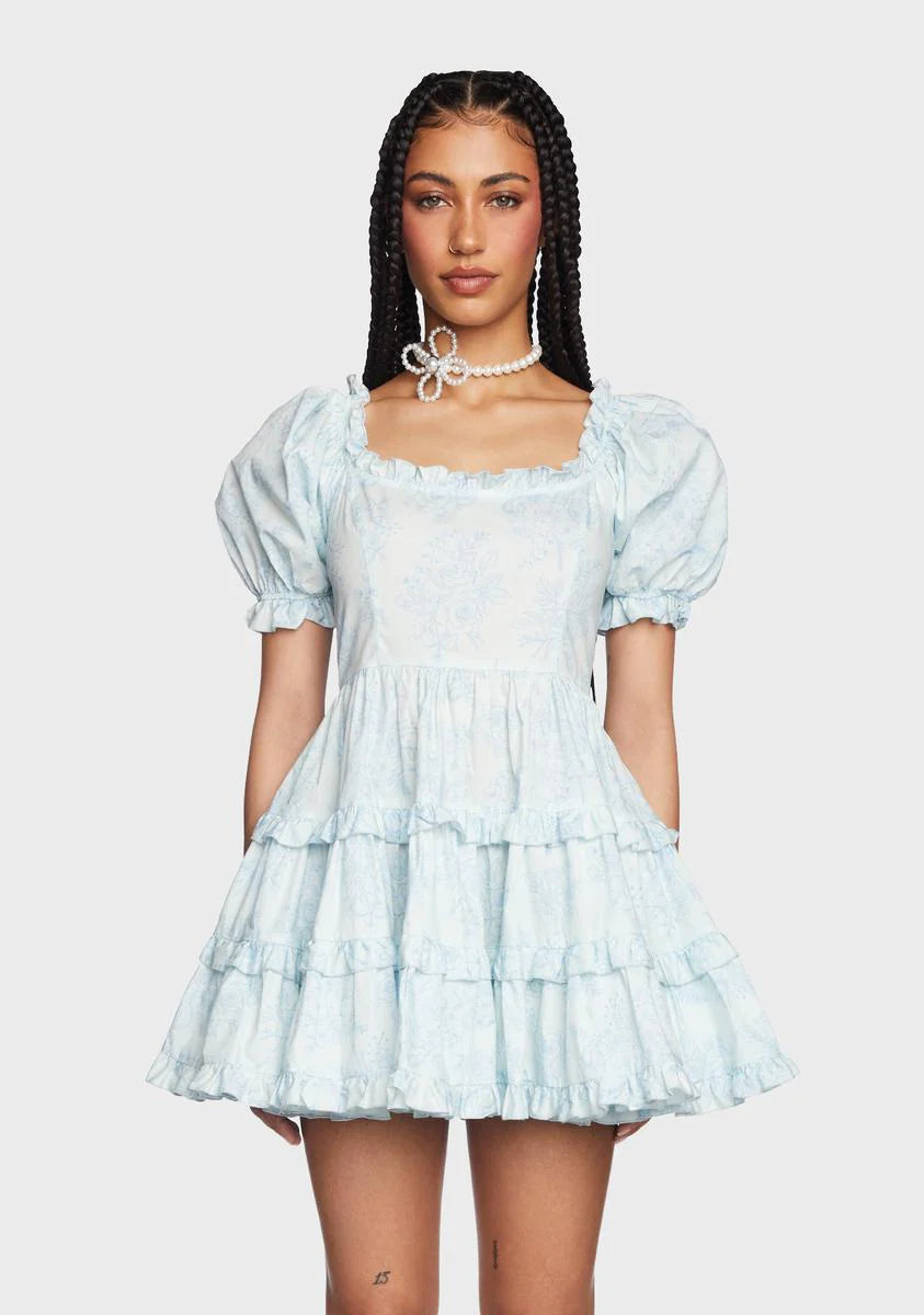 Wink For Me Babydoll Dress - Blue