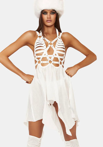 Celestial Ringmaster Mini Dress - White