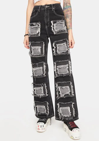 Charcoal Rubic Baggy Jeans